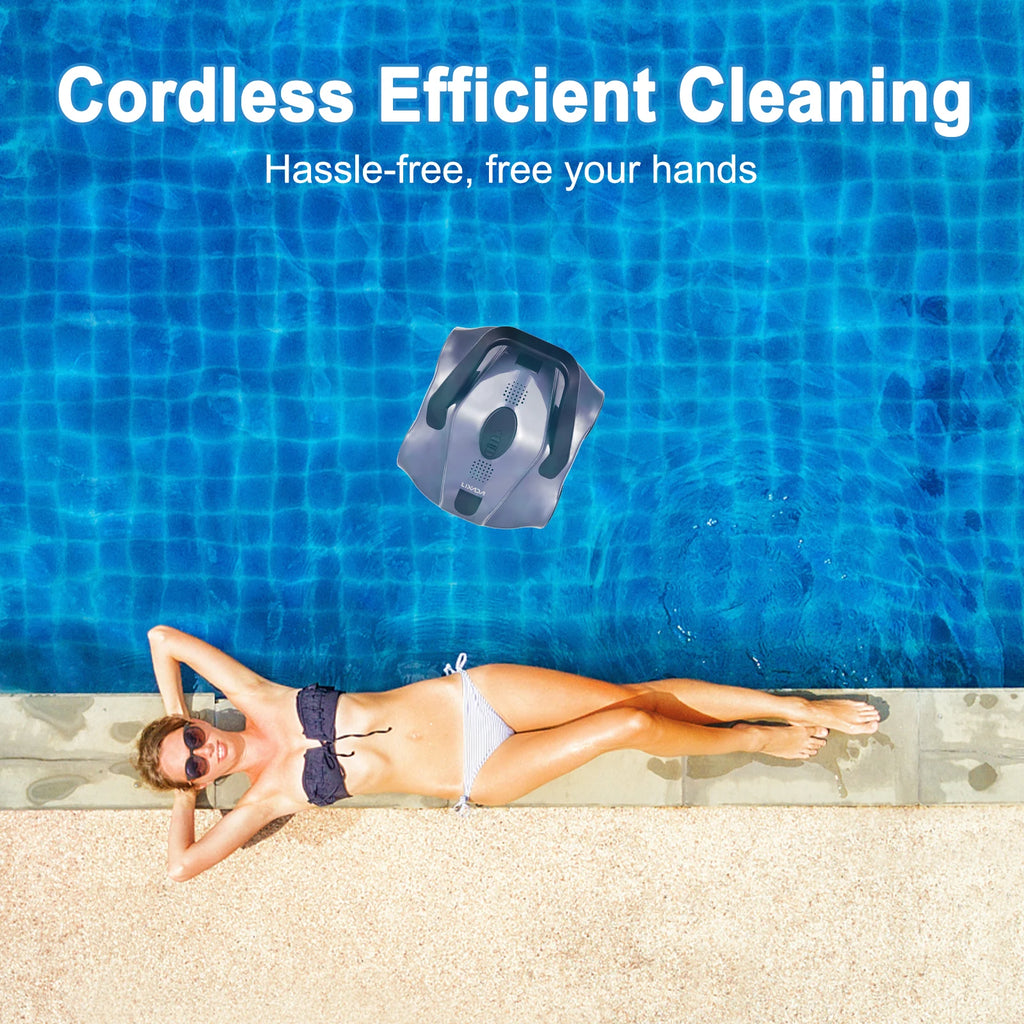 Automatic Robotic Pool Cleaner Cordless Robotic Pool Vacuum for In Ground Flat Pools Pool Cleaner for Flat Ground Pool Cleaner