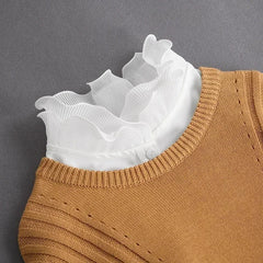 Fashion 2025 Front Tie White Fake Collar for Women Stand Detachable Collar Fake Girls Vintage Lace Ladies False Blouse Collar