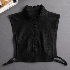 Fashion 2025 Front Tie White Fake Collar for Women Stand Detachable Collar Fake Girls Vintage Lace Ladies False Blouse Collar