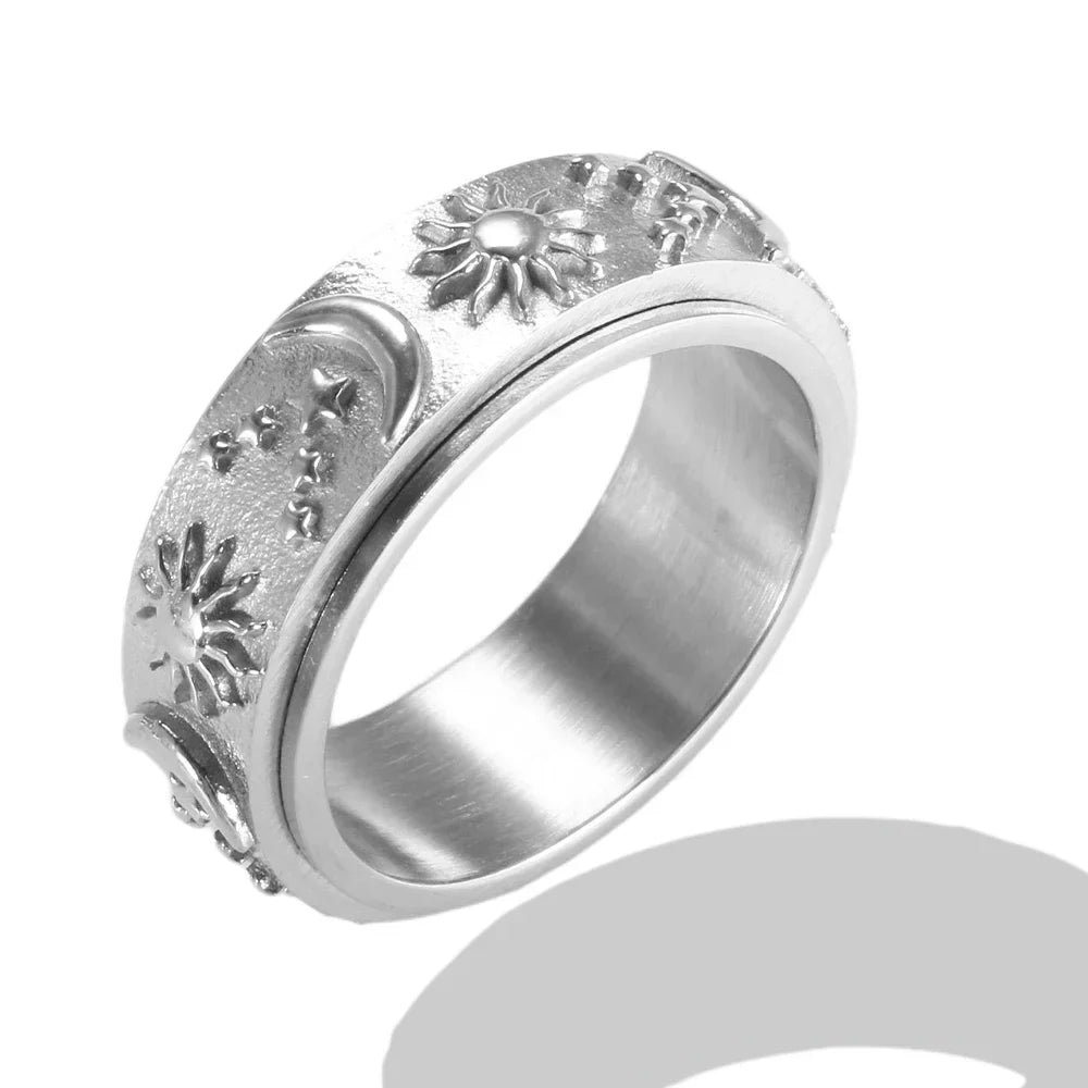 Personality Round Beads Ring Band Small Clear Crystal Zircon Waterproof Stainless Steel Rings Simple Granular Fine Jewelry