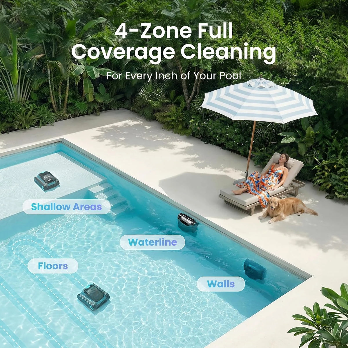 Robotic Pool Cleaner, Weekly Custom Cleaning Plan, 270 Min Runtime, Over-the-Waterline, Customized
