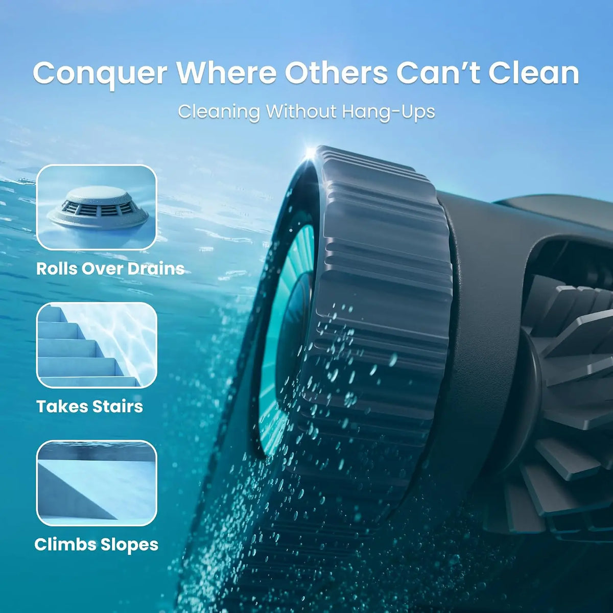 Robotic Pool Cleaner, Weekly Custom Cleaning Plan, 270 Min Runtime, Over-the-Waterline, Customized