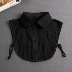Fashion 2025 Front Tie White Fake Collar for Women Stand Detachable Collar Fake Girls Vintage Lace Ladies False Blouse Collar