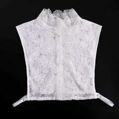 Fashion 2025 Front Tie White Fake Collar for Women Stand Detachable Collar Fake Girls Vintage Lace Ladies False Blouse Collar