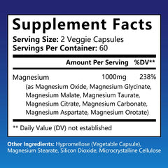 Magnesium Complex - Magnesium Glycinate, Magnesium Malate, Supports Muscle, Bone Health, Sleep Quality, Relieves Anxiety