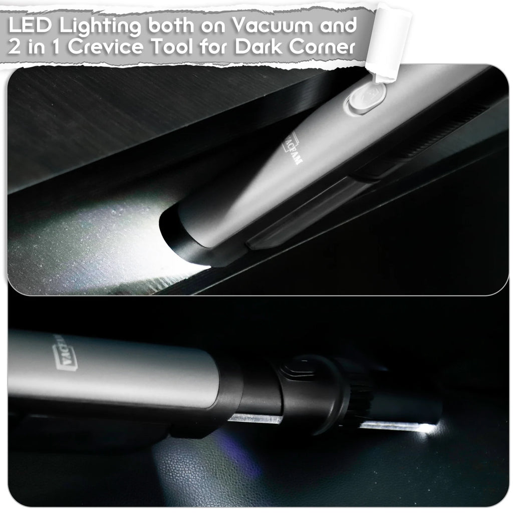 Handheld Vacuum Cordless Car Vacuum Cleaner with 18KPa Powerful Suction, Portable Chargeable Handy Vac with LED Front Light & St
