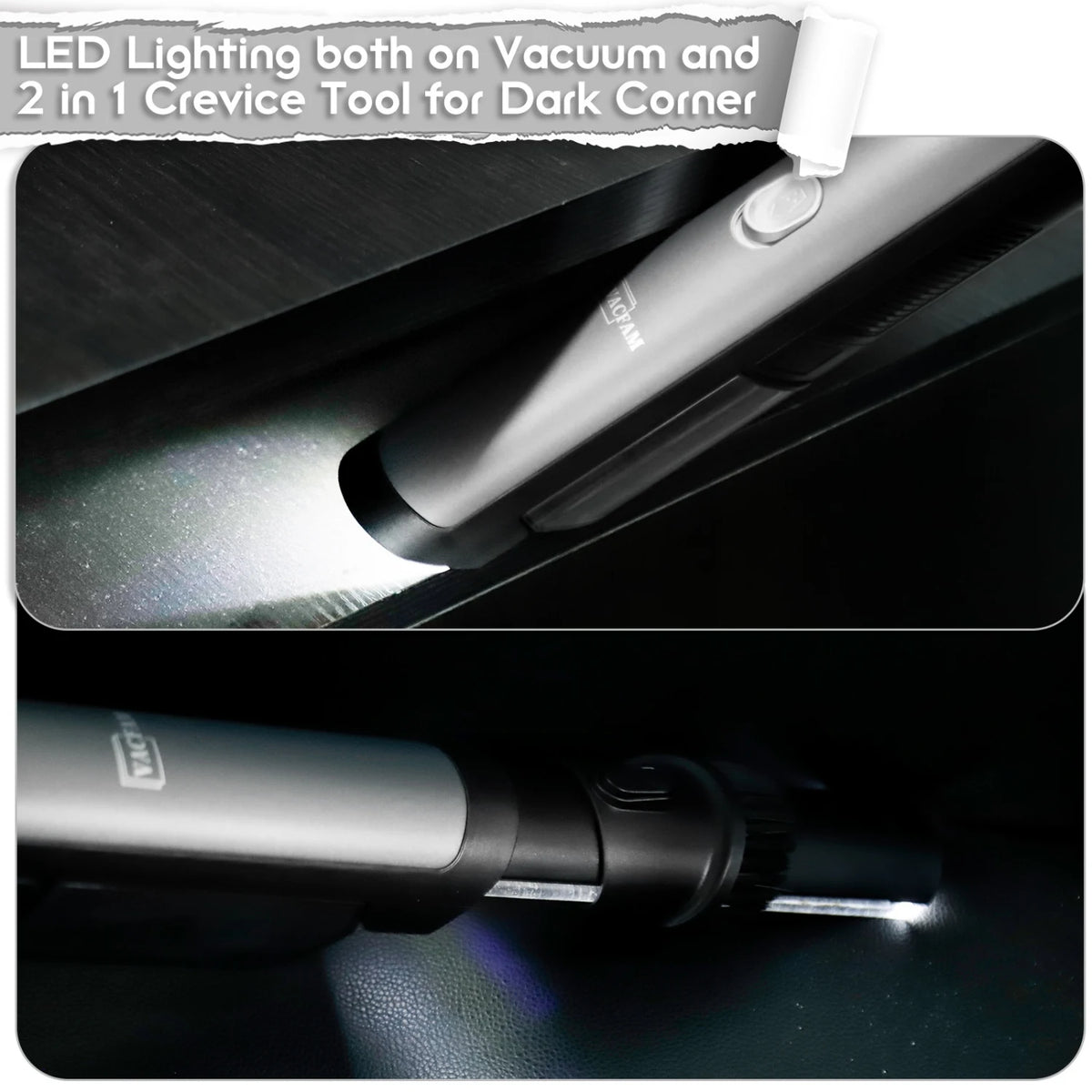 Handheld Vacuum Cordless Car Vacuum Cleaner with 18KPa Powerful Suction, Portable Chargeable Handy Vac with LED Front Light & St