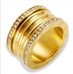 Personality Round Beads Ring Band Small Clear Crystal Zircon Waterproof Stainless Steel Rings Simple Granular Fine Jewelry