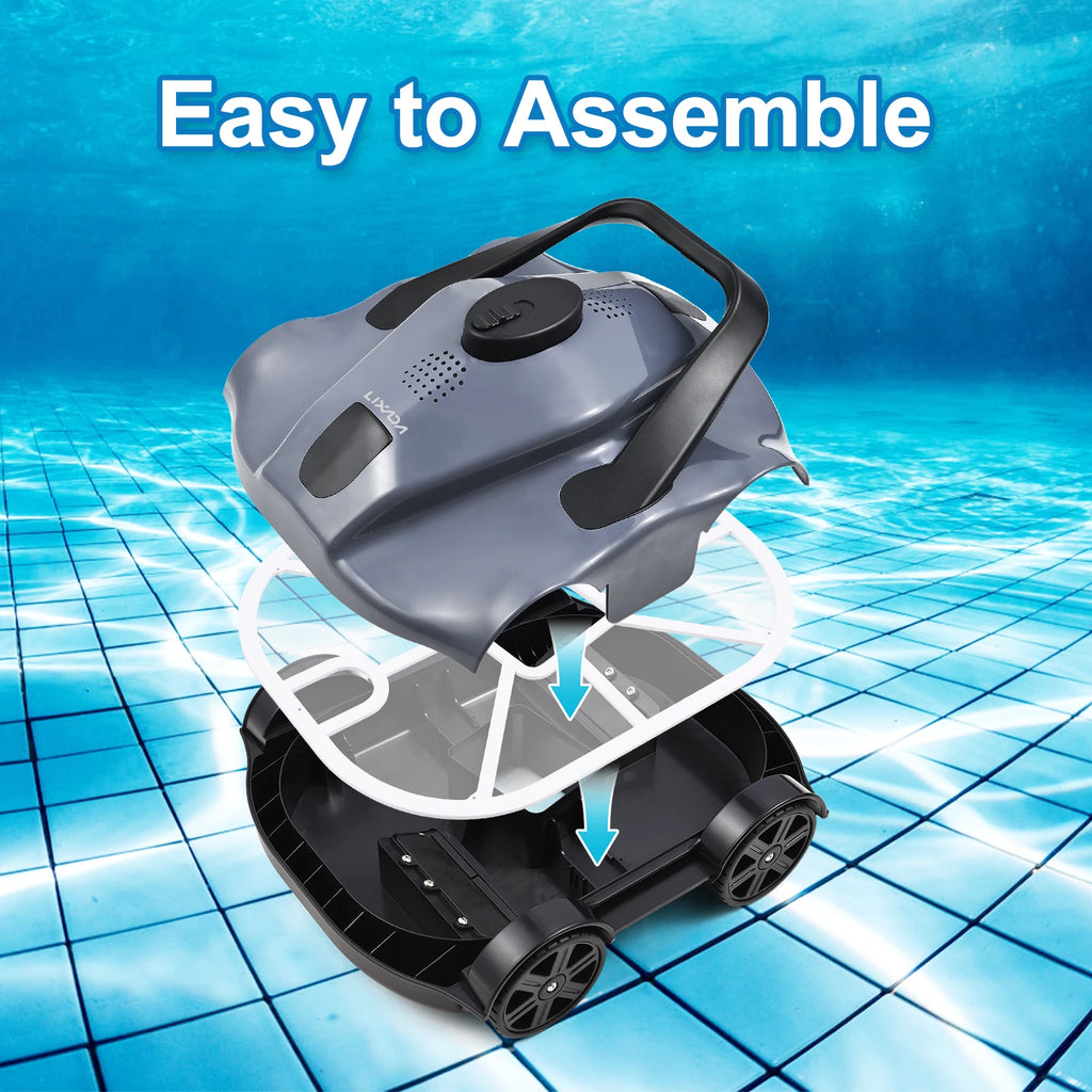 Automatic Robotic Pool Cleaner Cordless Robotic Pool Vacuum for In Ground Flat Pools Pool Cleaner for Flat Ground Pool Cleaner