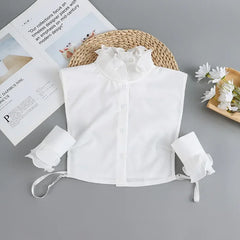 Fashion 2025 Front Tie White Fake Collar for Women Stand Detachable Collar Fake Girls Vintage Lace Ladies False Blouse Collar