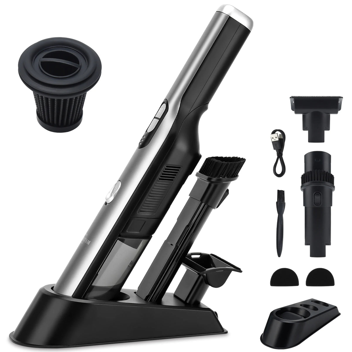 Handheld Vacuum Cordless Car Vacuum Cleaner with 18KPa Powerful Suction, Portable Chargeable Handy Vac with LED Front Light & St