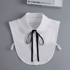 Fashion 2025 Front Tie White Fake Collar for Women Stand Detachable Collar Fake Girls Vintage Lace Ladies False Blouse Collar