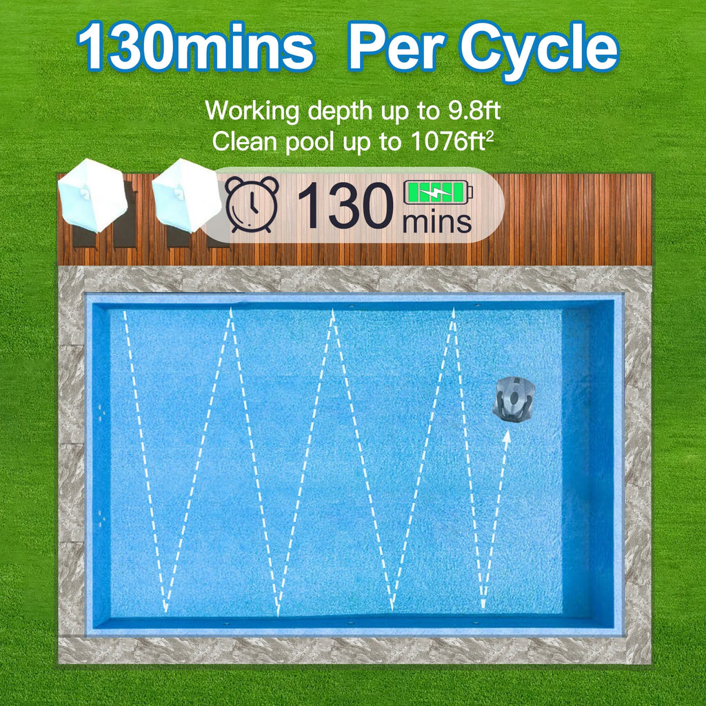 Automatic Robotic Pool Cleaner Cordless Robotic Pool Vacuum for In Ground Flat Pools Pool Cleaner for Flat Ground Pool Cleaner