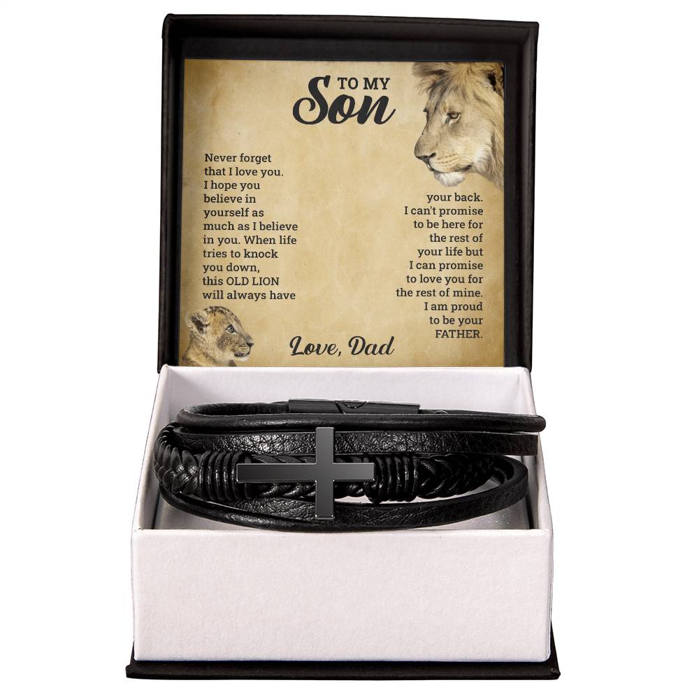 Personalised Gift for Son – Engraved Cross Bracelet from Mum or Dad