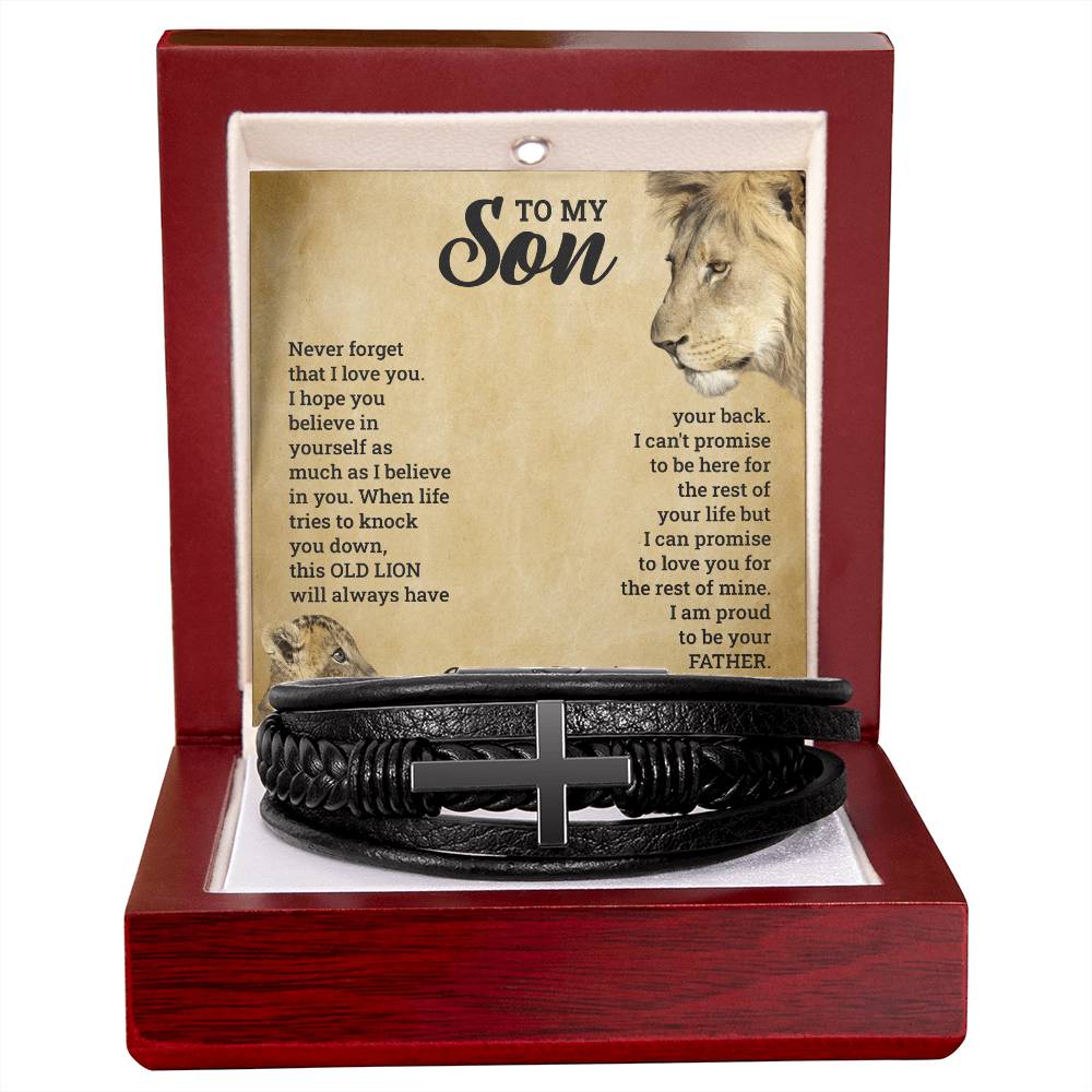 Personalised Gift for Son – Engraved Cross Bracelet from Mum or Dad
