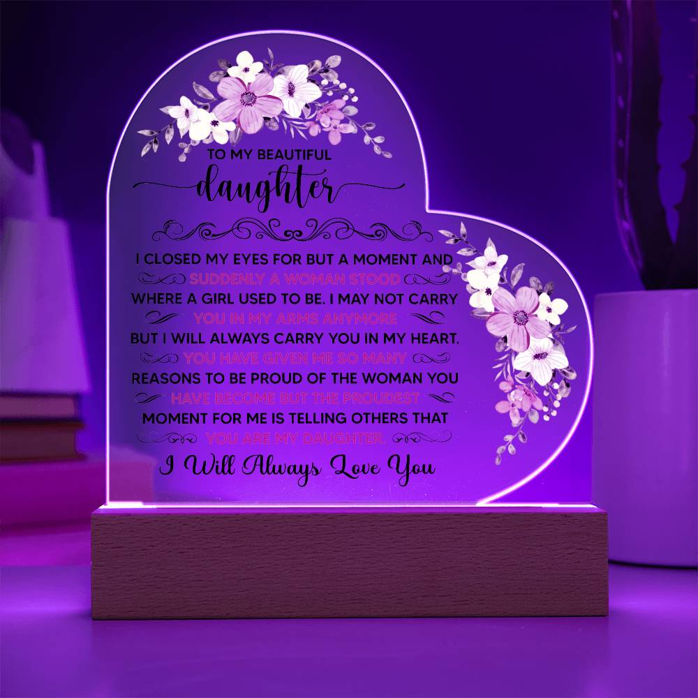 Personalised Gift for Daughter – Sentimental Acrylic Heart Plaque from Mum or Dad