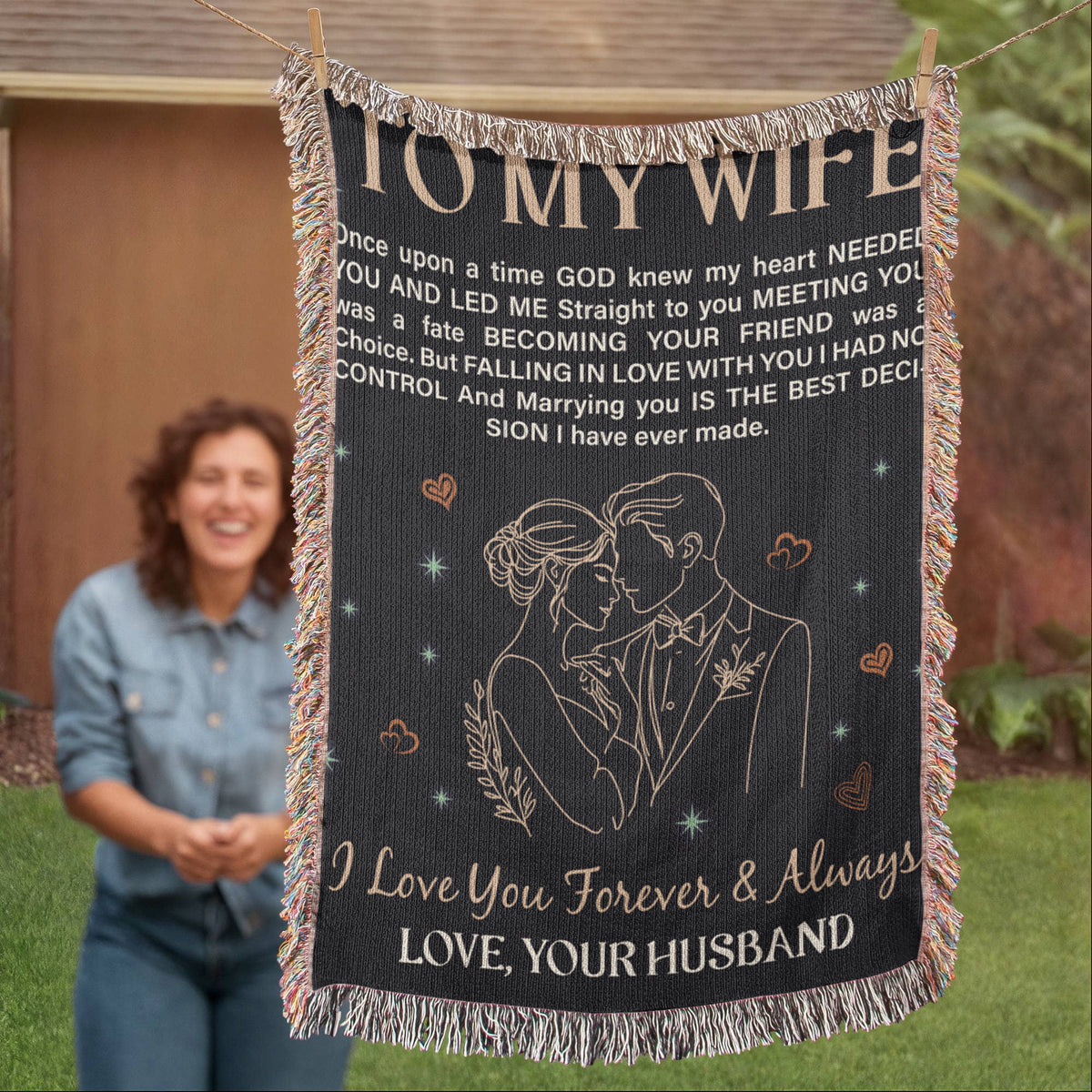 Personalised Gift for Wife – Sentimental Heirloom Blanket with Heartfelt Message